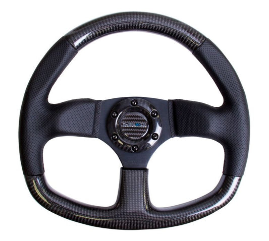 Carbon Fiber Steering Wheel 320mm Flat Bottom w/ Black stitching