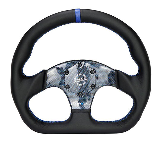 Flat Bottom Carbon Fiber Center Leather Steering Wheel
