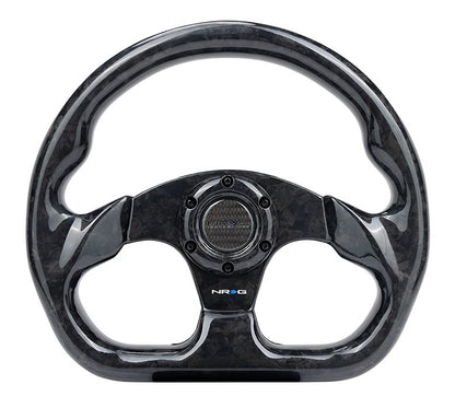 Shinny Black Forged Carbon Fiber Steering Wheel 320mm Flat Bottom
