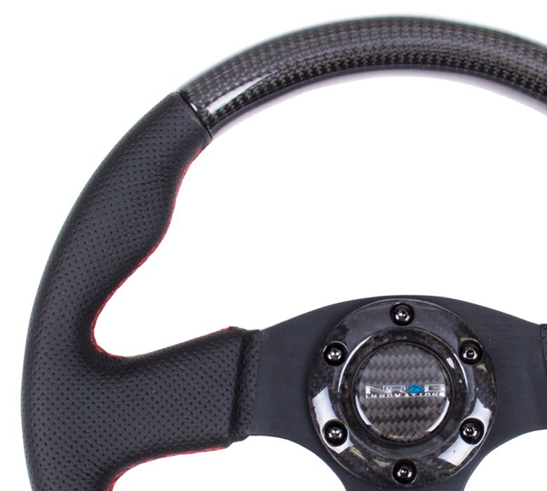 Carbon Fiber Steering Wheel 315mm w/Red or Black Stitching