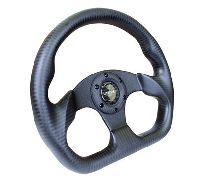 NRG Black Carbon Fiber Steering Wheel - 320mm Flat Bottom