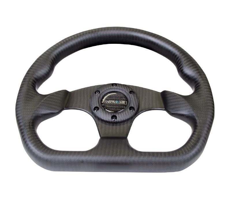 NRG Black Carbon Fiber Steering Wheel - 320mm Flat Bottom